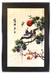 Vintage Chinese Silk Embroidery - Eagle, Pine Tree & Rising Sun