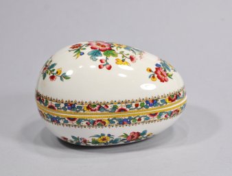 Vintage Coalport Ming Rose Bone China Egg-Shaped Trinket Box – England