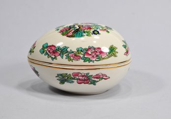 Vintage Lord Nelson Pottery England Floral Egg-Shaped Trinket Box