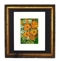 Vintage Floral Still Life Oil Or Acrylic Painting, Orange Blossoms In Vase
