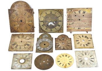 Lot Of Antique Clock Dials Brass, Iron & Wood 18th19th C.
