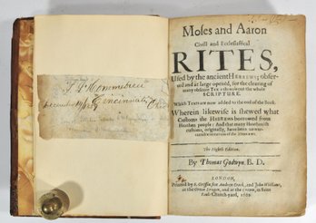 1662 Thomas Godwyn Moses And Aaron / Roman Antiquities - Early Leather Bound Book