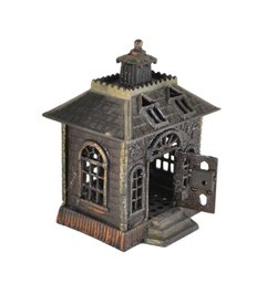 Antique Kenton State Bank Large Cast Iron Still Bank / Coin Bank With Open Door