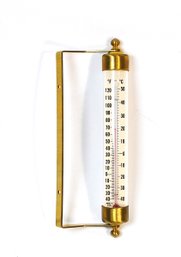 Vintage Brass Wall Thermometer - Dual F / C Scale, Made In USA