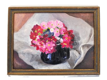 John Martini Watermulder (1916-2004) Still Life Oil Painting Of Pink And Red Flowers