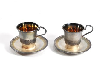 Vintage Russian/ USSR Melchior Coffee Cups And Saucers