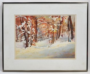 Geraldine Miller Cantliffe (1927 - 2019) Winter Woodland Watercolor