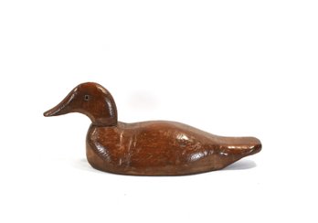 Vintage Folk Art Style Carved Wooden Duck Decoy, Natural Finish