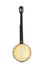 Antique  Five-String Banjo -  Primitive Folk Art, Skin Head