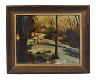 John Martini Watermulder (1916-2004) 1949 Winter Landscape Oil Painting