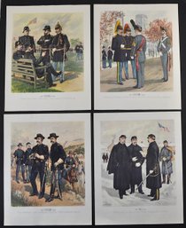 Set Of 4 U.S. Army Uniform Lithographs  1888 Military Illustrations