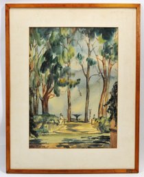 Ann Peterson (Dated 1939) Garden Landscape Watercolor