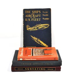 Vintage Military & Reference Books Lot  U.S. Fleet War Edition, Uniform Buttons, Surveying, Chinese Bronzes