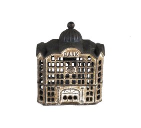 Antique  A.C. Williams 'Domed Bank' Midsize Cast Iron Still Bank / Coin Bank