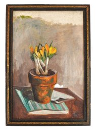 John Martini Watermulder (1916-2004) Still Life With Crocus In Terracotta Pot