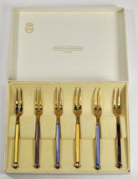 Vintage David-Andersen Norway Sterling & Enamel Cocktail Fork Set