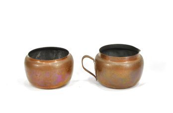 Arts & Crafts Roycroft Style Odel Kobber Copper Creamer & Sugar Bowl