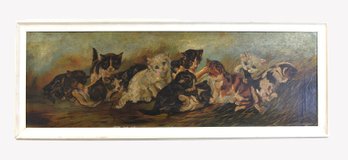 Emma Hazell (20th Century)  Playful Kittens Oil Painting