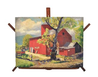John Martini Watermulder (1916-2004) Red Barn Landscape Oil Painting