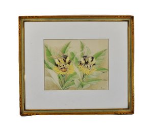 Allen Ryan (American, 20th Century) Bees On Flowers, 1974, Signed Watercolor