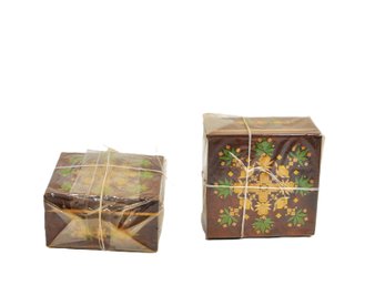 Lot 2 Handmade Belorussian Wood Jewelry/ Trinket Boxes - New