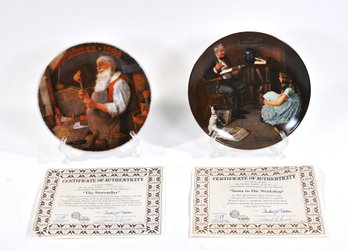 Set 2 Norman Rockwell Collector Plates By Knowles  With COAs And Boxes