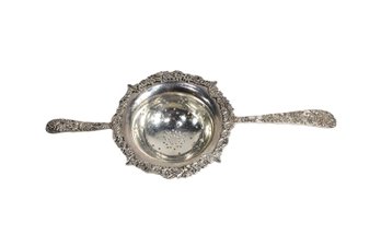 Vintage Sterling Silver Floral Tea Strainer With Handles  S. Kirk & Son Co.