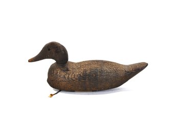Antique Wooden Duck Decoy With Weighted Keel - Signed