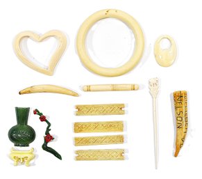 Group Of Antique Carved Jewelry & Decorative Miniatures
