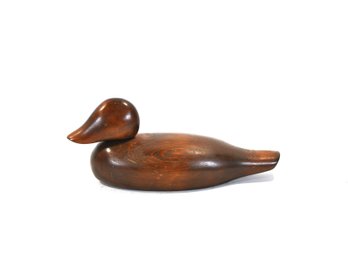 Vintage Hand-Carved Wooden Duck Decoy With Smooth Folk Art Finish