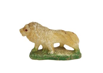 Vintage Cold-Painted Pressed Glass Lion Figurine