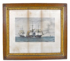 Antique Right Whaling Lithograph By Benjamin Russell - Framed Maritime Print