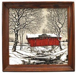 Warren BOUCHER (1922-1999) Kay Dee - Winter Covered Bridge Scene Art Print