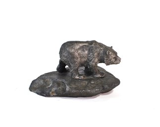 Vintage Hudson Pewter Bear Figurine On Rock Base