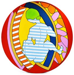 Bernard Rosen (1927-2015) ' Odalisque' Large Acrylic On Round Canvas