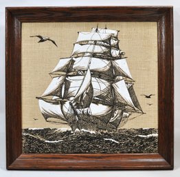 Vintage Kay Dee Art Print  On Linen - Clipper Ship At Sea