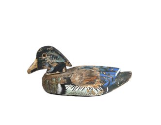 Antique Hand-Carved & Painted Wooden Duck Decoy