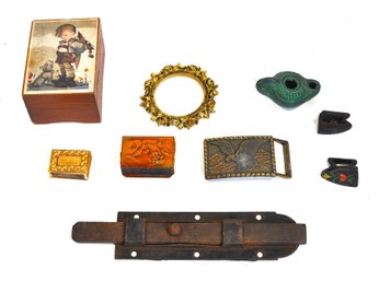 Assorted Antique & Vintage Decorative Smalls  Brass, Wood, Metal & Curiosities Lot