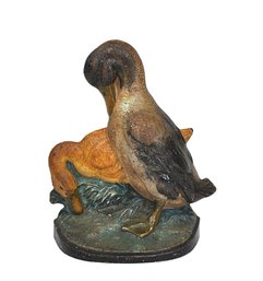 Antique Hubley Cast Iron Duck Doorstop No. 291 - Polychrome Painted