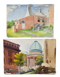 Elizabeth Williams Garstin (American, 20th C.) Two Landscape Watercolors From Artist Portfolio
