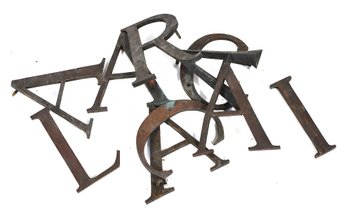 Lot Of Antique 4' Brass Sign Letters  Architectural Salvage