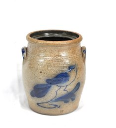1984 Rowe Pottery Works Cambridge Wisconsin Stoneware Crock With Bluebird Decoration