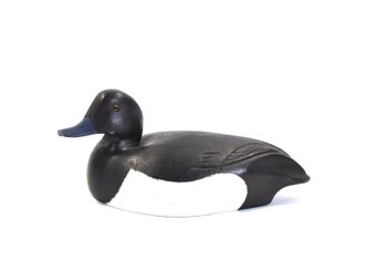 Vintage Wooden Duck Decoy With Blue Bill, First Completed Example - Signed