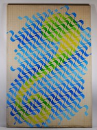 Shirley Koller (1921 - 2017) Large Geometric Op Art Painting, C. 1970s