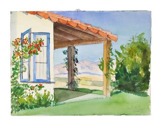 Elizabeth Williams Garstin (American, 20th C.) Palm Beach Landscape Watercolor From Artist Portfolio