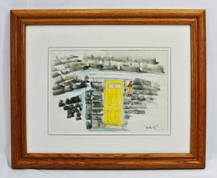 Vintage D. Russell #B-6 Architectural Watercolor Painting