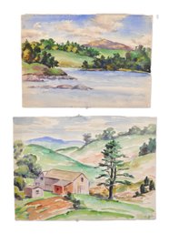 Elizabeth Williams Garstin (American, 20th C.) Two Landscape Watercolors From Artist Portfolio