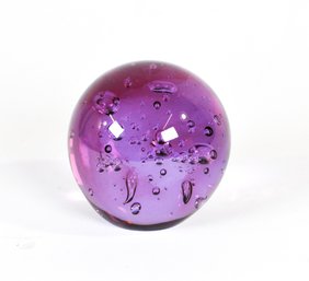 Vintage Dynasty Gallery Purple Art Glass Paperweight W/ Controlled Bubbles