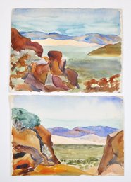 Elizabeth Williams Garstin (American, 20th C.) Two Landscape Watercolors From Artist Portfolio