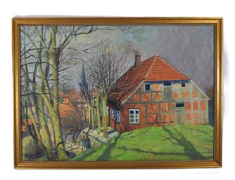 Christian Hadenfeldt (1883-1971) Segeberg Village Scene, 1955 Oil Painting